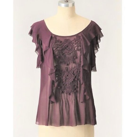 Anthropologie Tops - Floreat Ruffle Silk Blouse